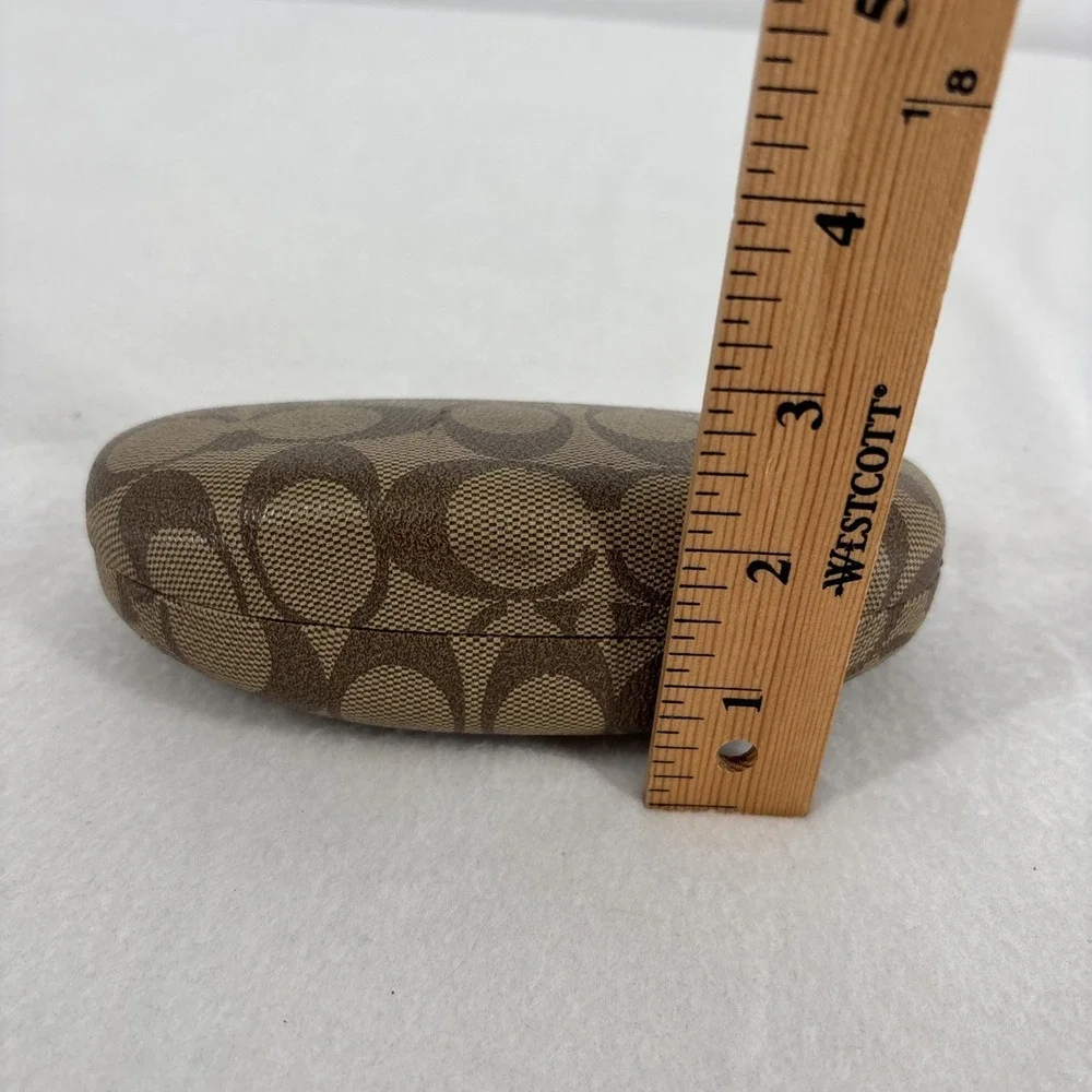 COACH Signature Monogram Brown Hard Clamshell Sunglasses Eye Glass Case